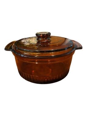 Vintage Fire-King Amber Casserole Dish Made in USA